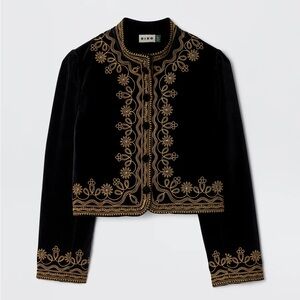 RIXO Black and Gold Embroidered Jacket, UK 10, US 6, Small